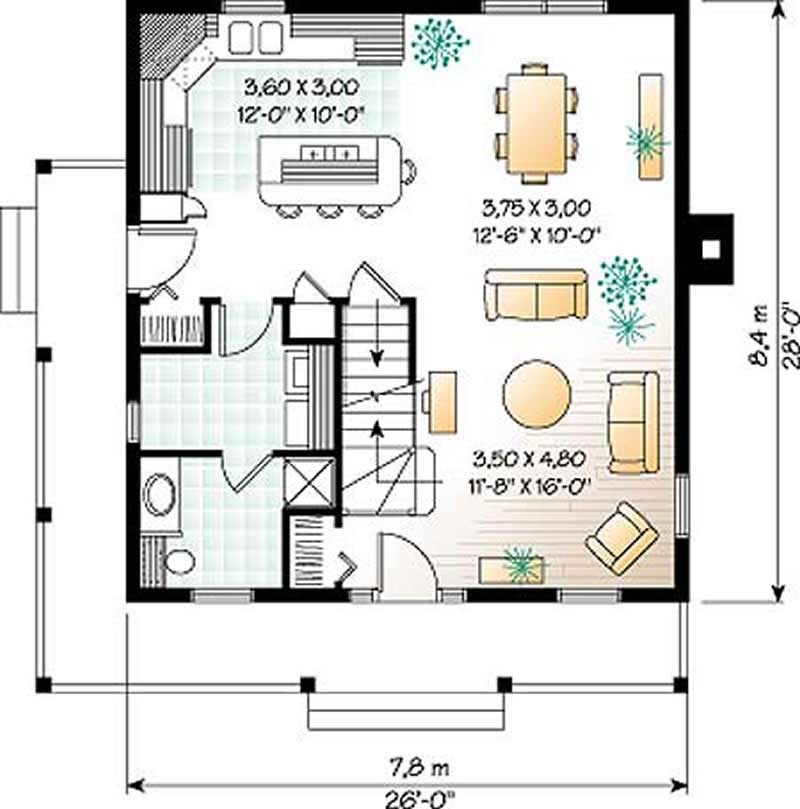 Floor Plan First Story of Country Plan #126-1260