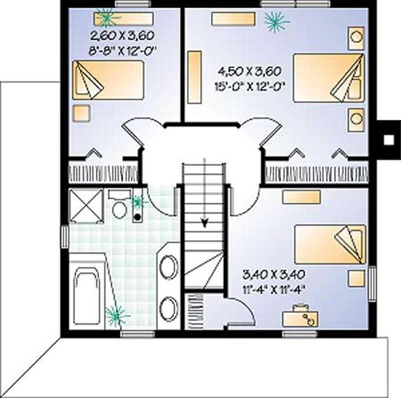 Floor Plan Second Story of Country Plan #126-1260
