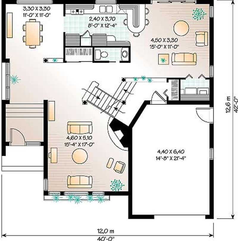 Floor Plan First Story of Contemporary Plan #126-1261