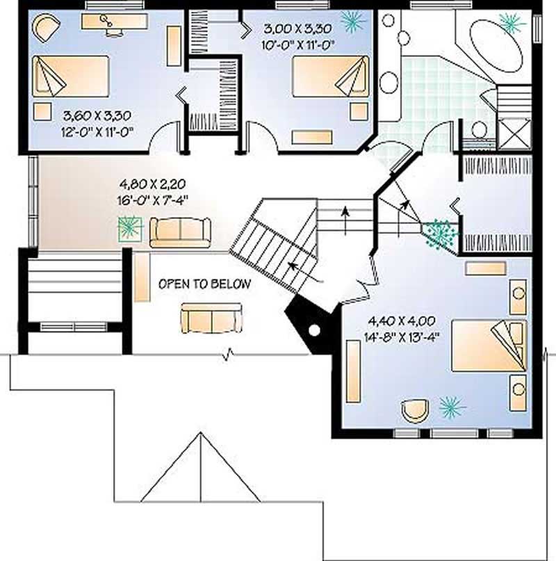 Floor Plan Second Story of Contemporary Plan #126-1261