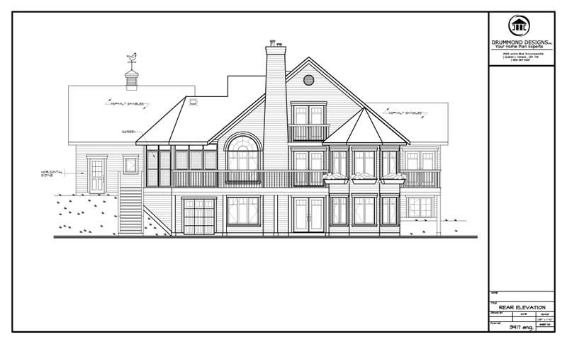 Home Plan Rear Elevation of this 4-Bedroom,1916 Sq Ft Plan -126-1262