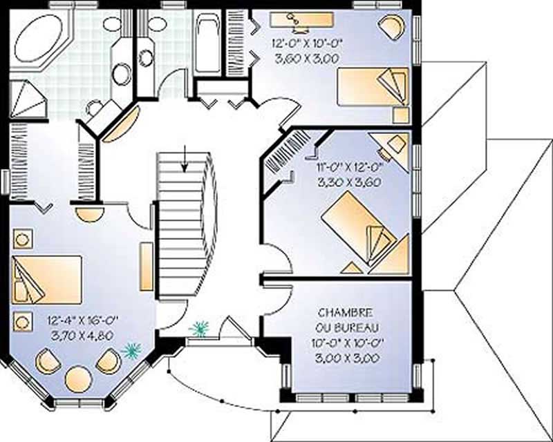 Floor Plan Second Story of Contemporary Plan #126-1263