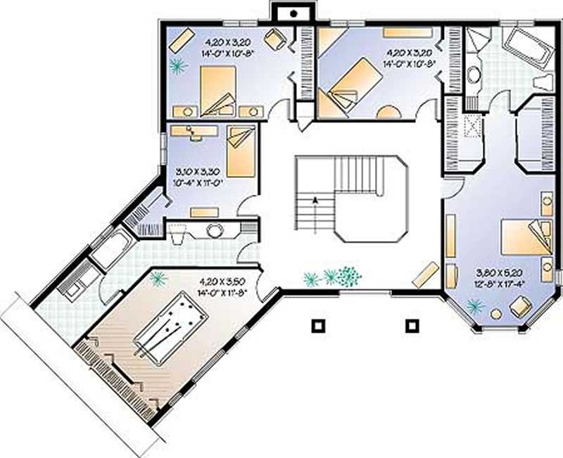 Floor Plan Second Story of Contemporary Plan #126-1267