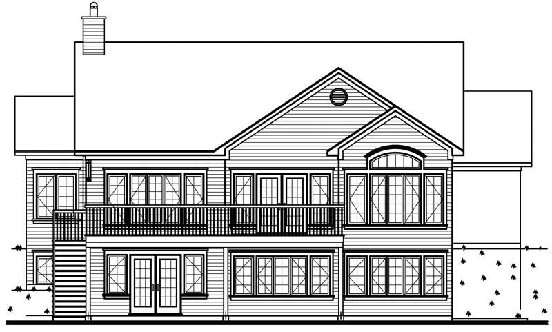 Home Plan Rear Elevation of this 4-Bedroom,2812 Sq Ft Plan -126-1268