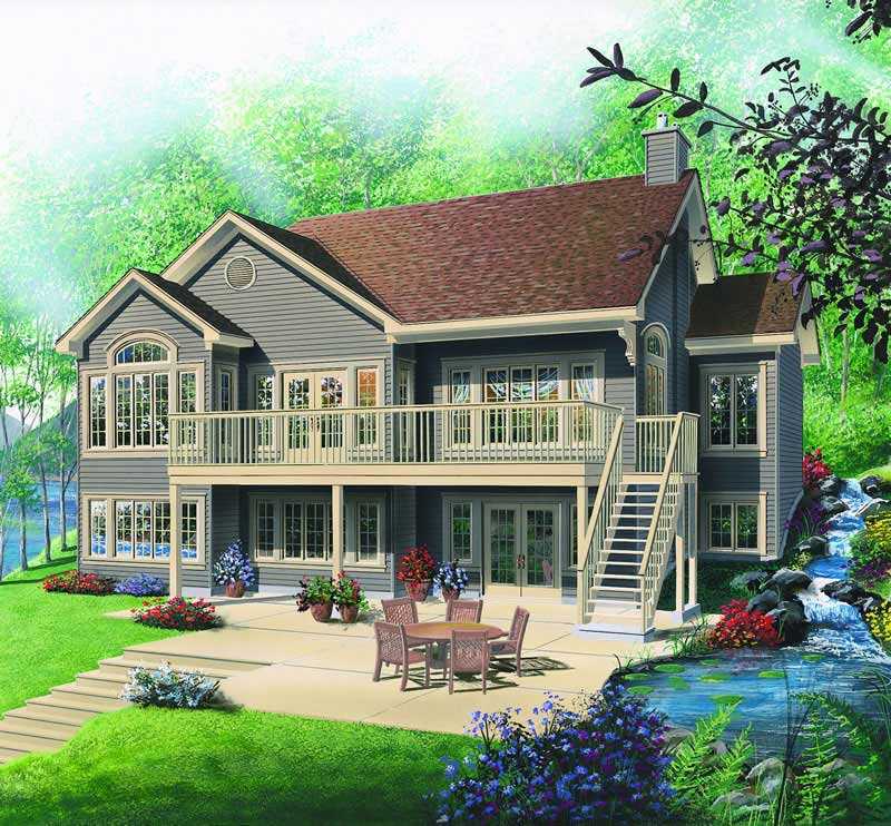 Front elevation of Lake home (ThePlanCollection: House Plan #126-1268)