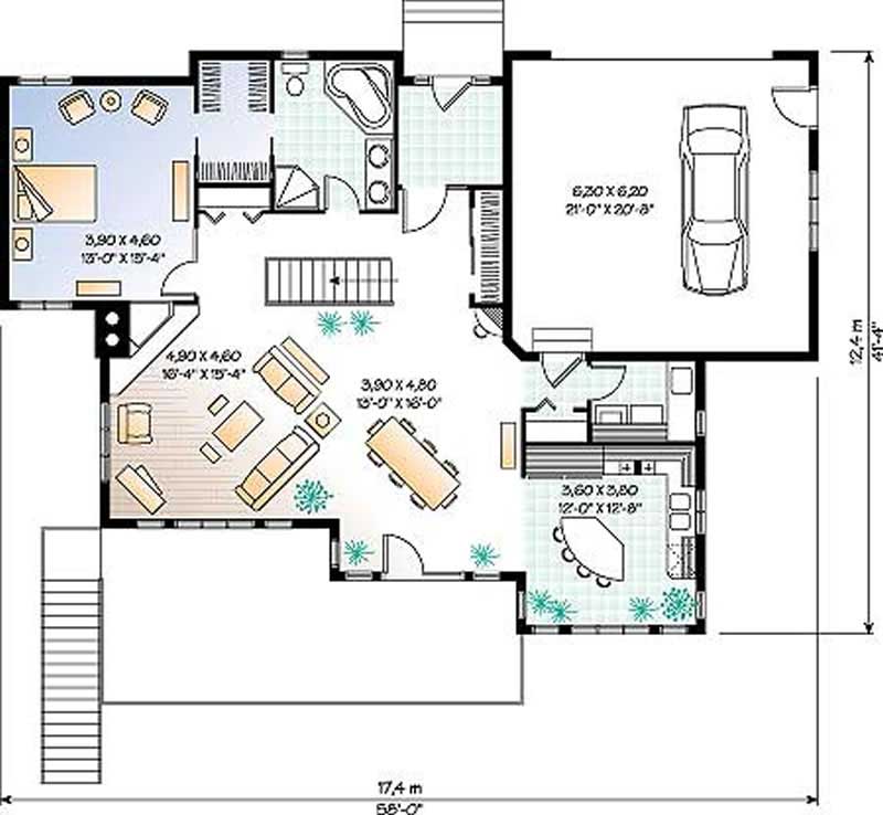 Floor Plan First Story of Traditional Plan #126-1268