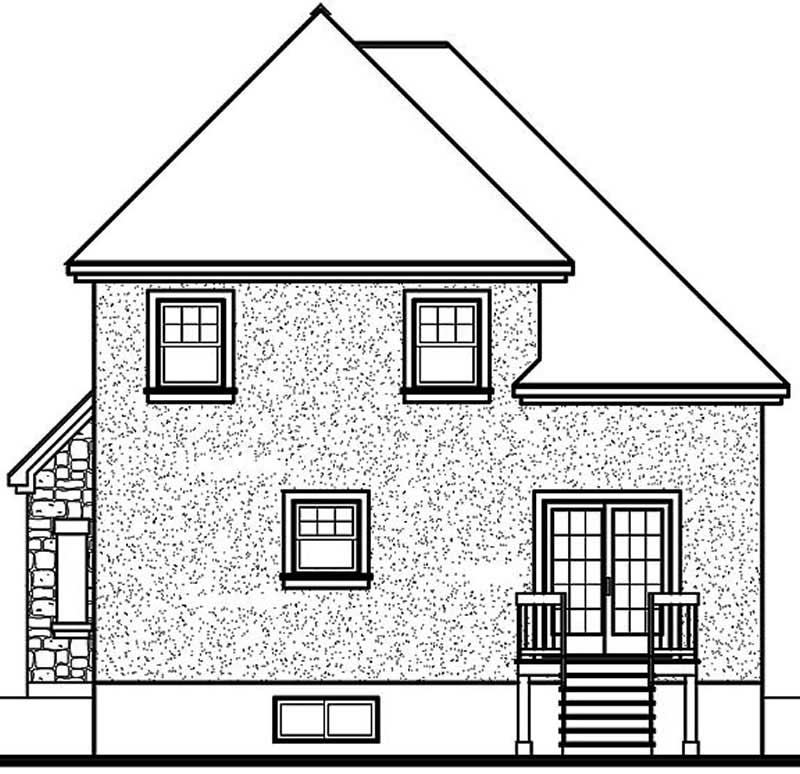 Home Plan Rear Elevation of this 3-Bedroom,1460 Sq Ft Plan -126-1269