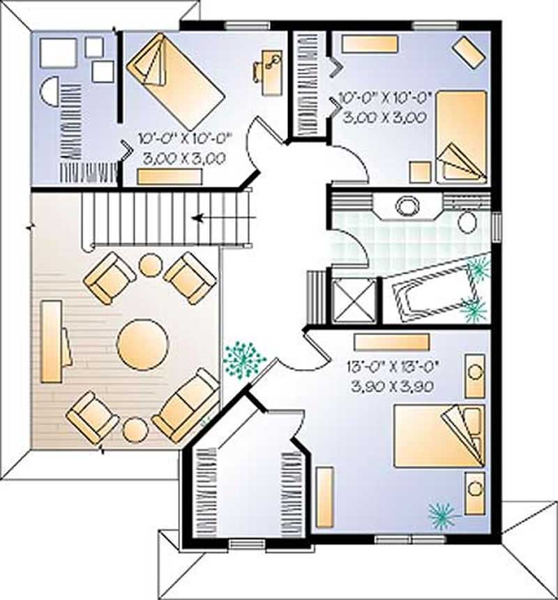 Floor Plan Second Story of Contemporary Plan #126-1269