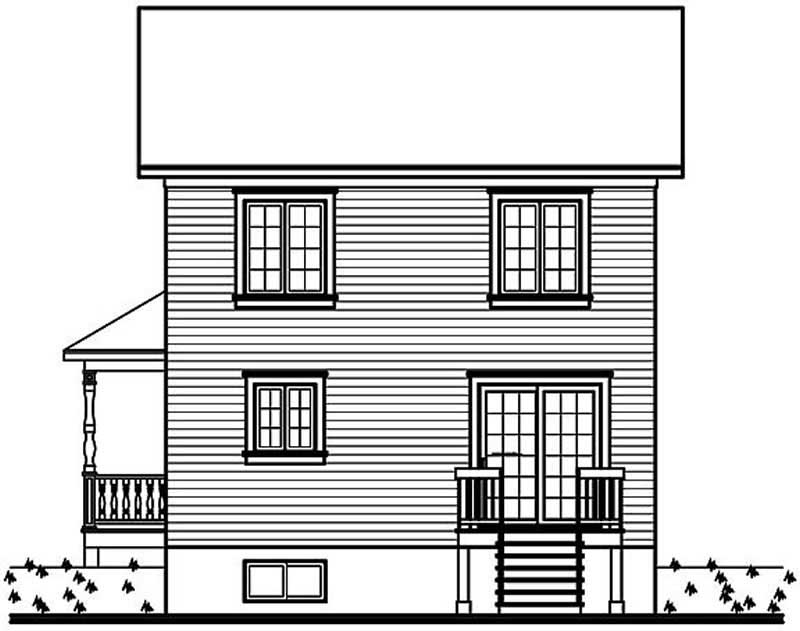 Home Plan Rear Elevation of this 3-Bedroom,1286 Sq Ft Plan -126-1270