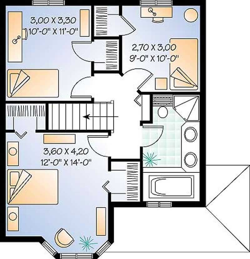 Floor Plan Second Story of Craftsman Plan #126-1270