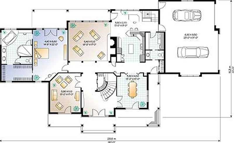 Floor Plan First Story of Ranch Plan #126-1271