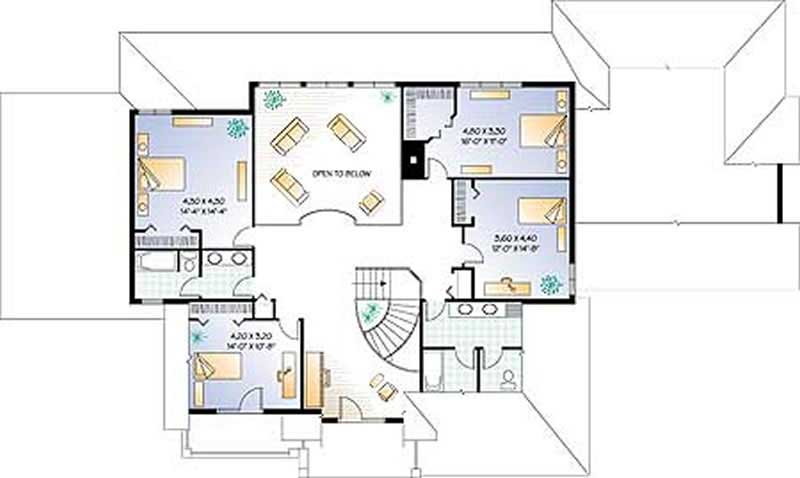 Floor Plan Second Story of Ranch Plan #126-1271
