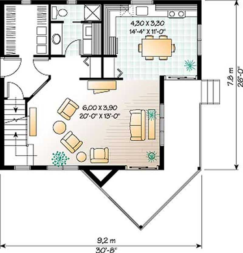 Floor Plan First Story of Contemporary Plan #126-1275