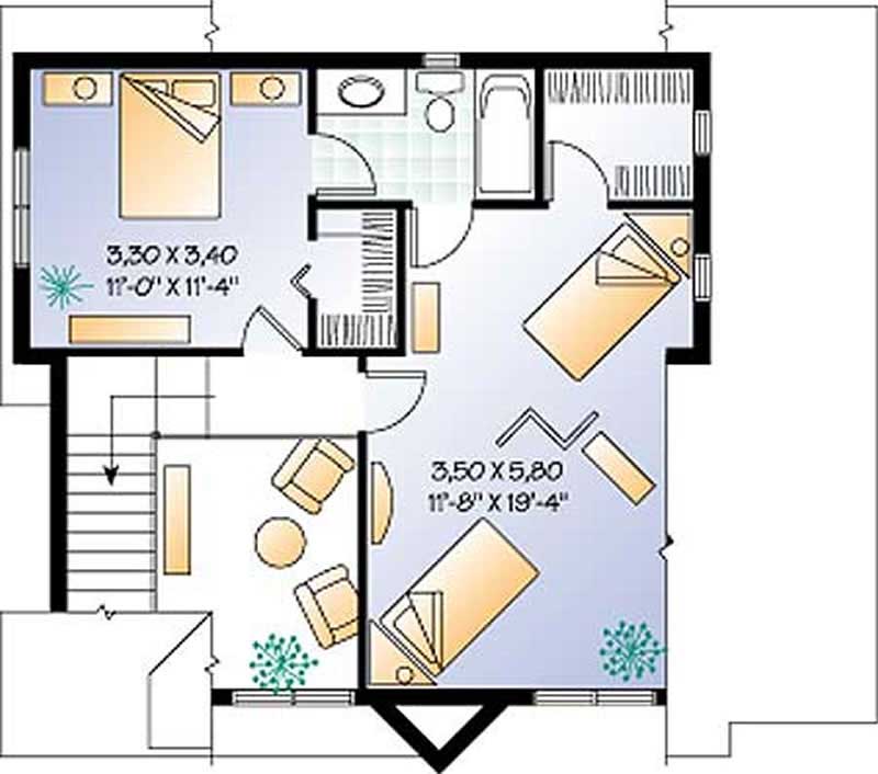 Floor Plan Second Story of Contemporary Plan #126-1275