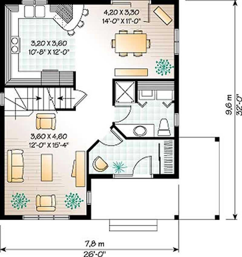 Floor Plan First Story of Country Plan #126-1276