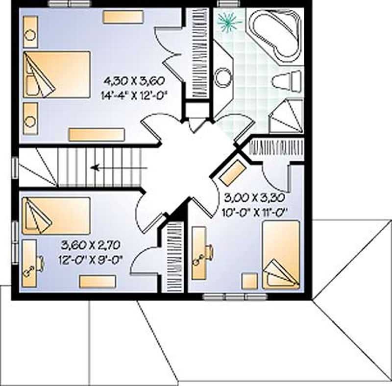 Floor Plan Second Story of Country Plan #126-1276