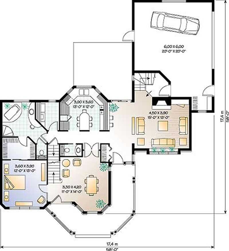 Floor Plan First Story of Victorian Plan #126-1279