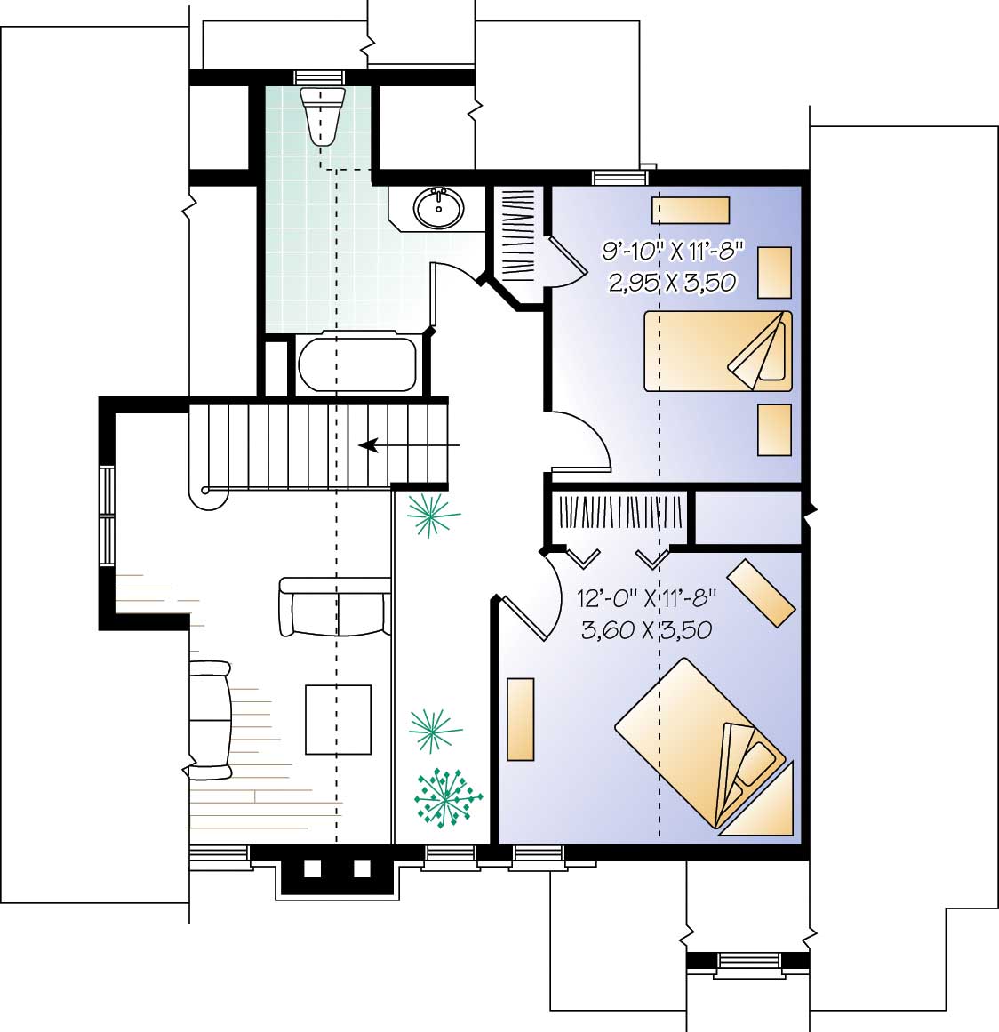 Floor Plan Second Story of Vacation Homes Plan #126-1280