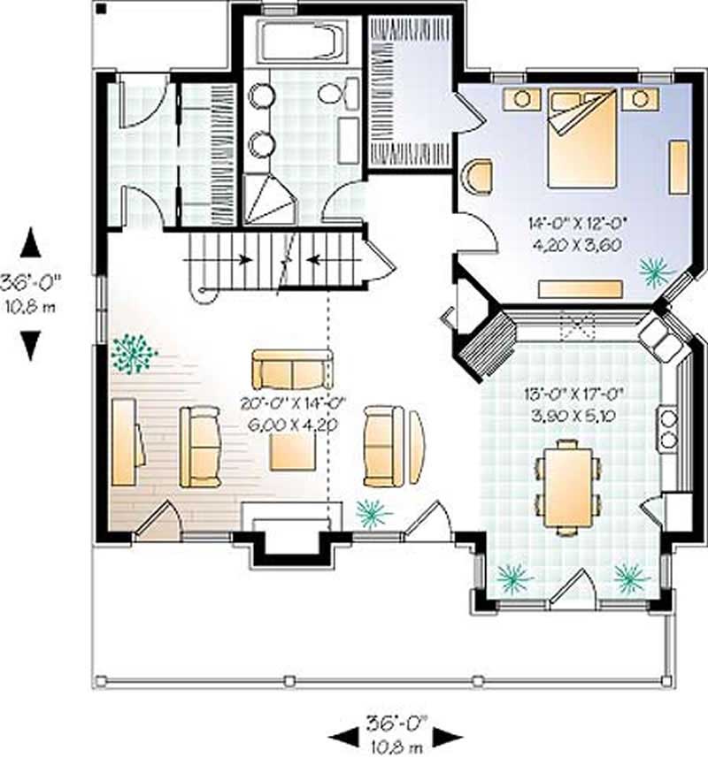 Floor Plan First Story of Vacation Homes Plan #126-1280