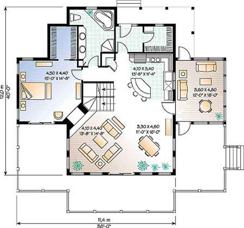 Floor Plan First Story of Country Plan #126-1281