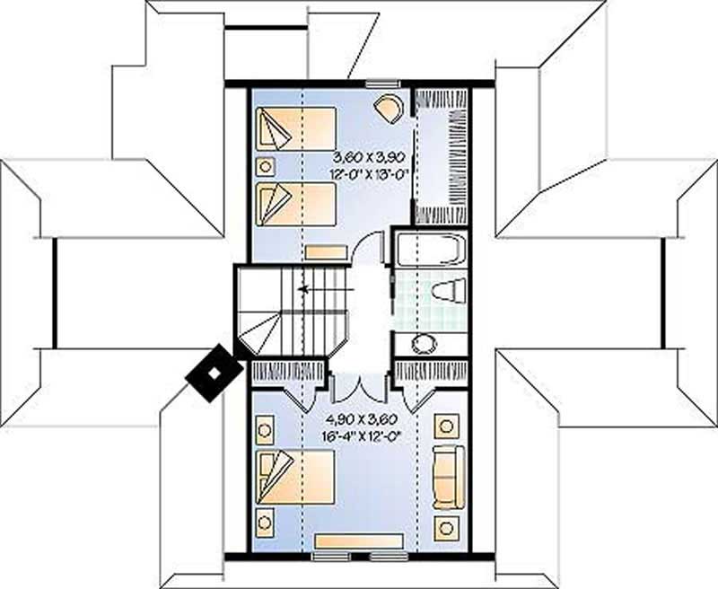 Floor Plan Second Story of Country Plan #126-1281