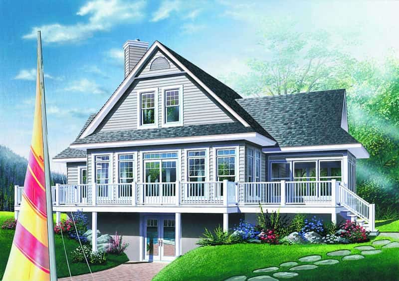 Home Plan Rear Elevation of this 3-Bedroom,1832 Sq Ft Plan -126-1281