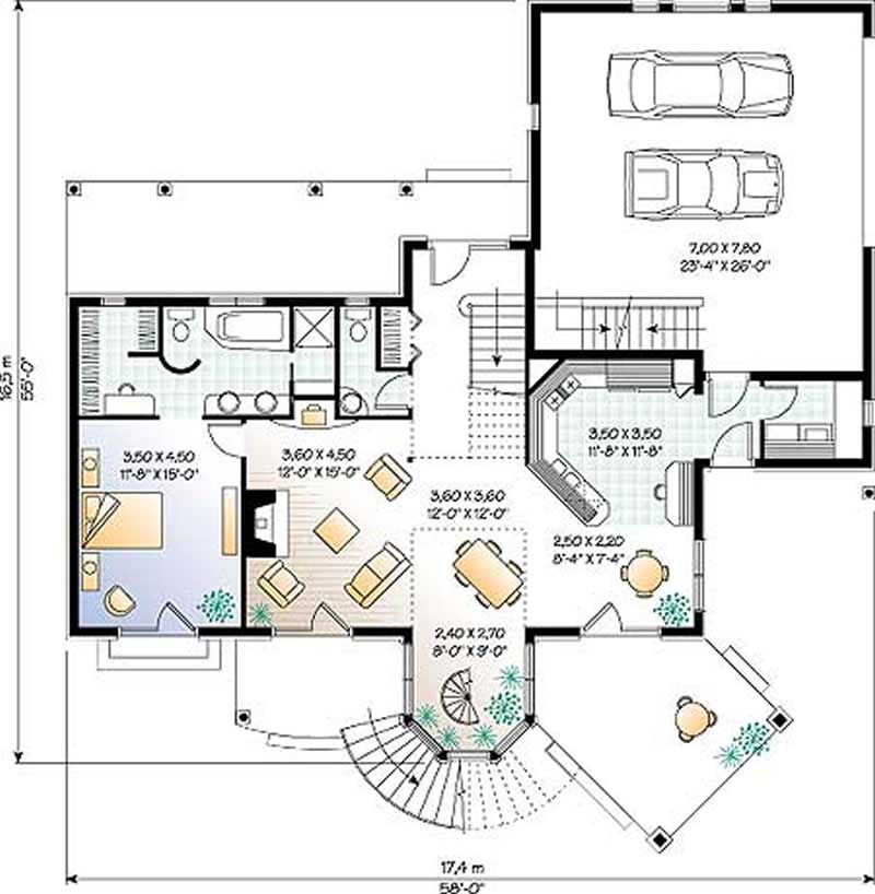 Floor Plan First Story of Country Plan #126-1282