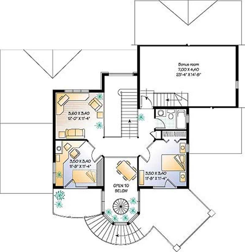 Floor Plan Second Story of Country Plan #126-1282