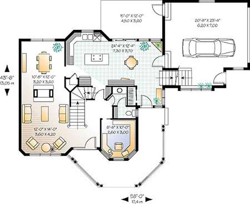 Floor Plan First Story of Country Plan #126-1284