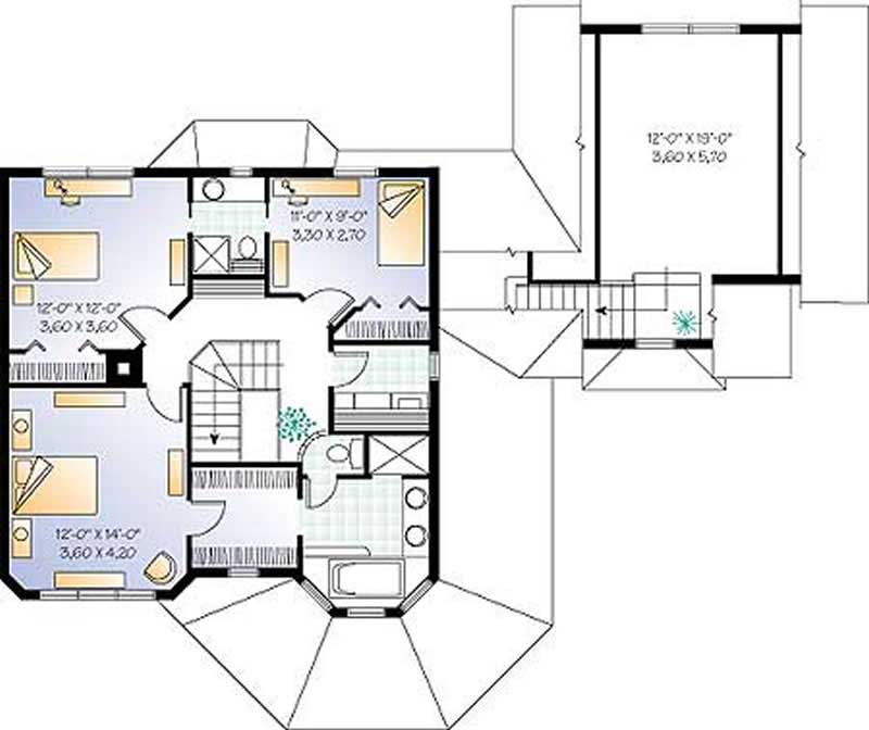 Floor Plan Second Story of Country Plan #126-1284