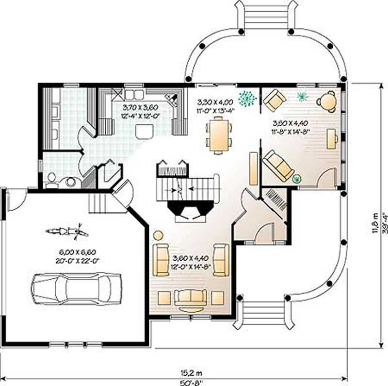 Floor Plan First Story of Country Plan #126-1285