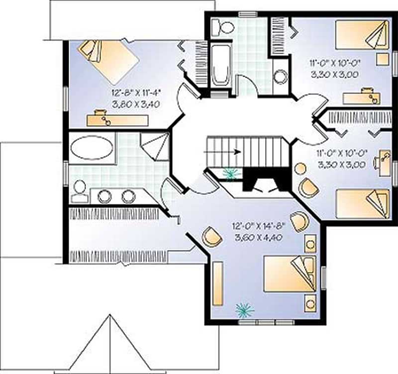 Floor Plan Second Story of Country Plan #126-1285
