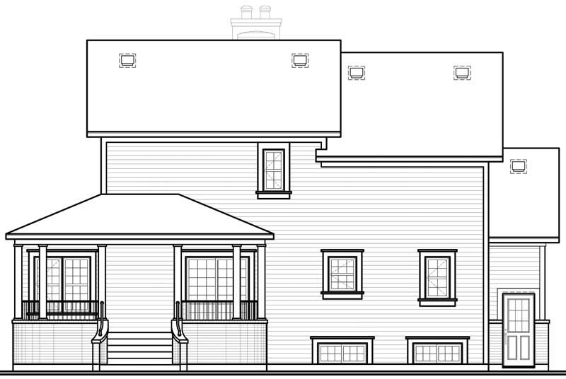 Home Plan Rear Elevation of this 4-Bedroom,2135 Sq Ft Plan -126-1285