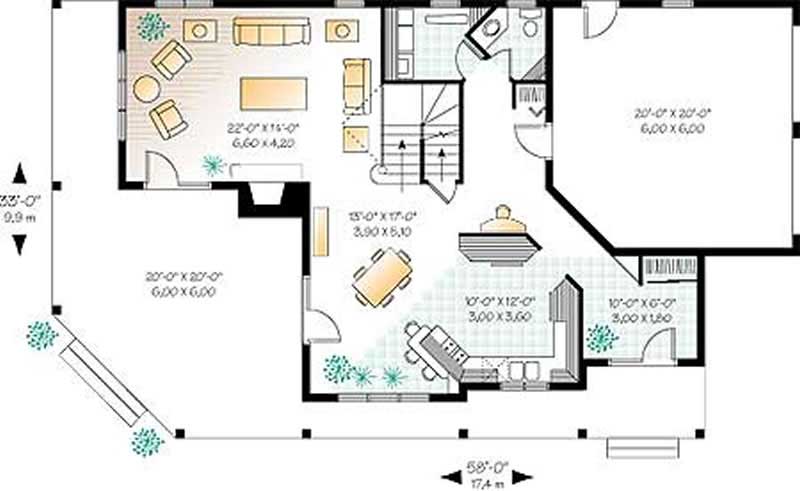 Floor Plan First Story of Country Plan #126-1286