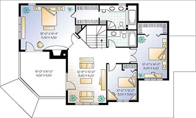 Floor Plan Second Story of Country Plan #126-1286