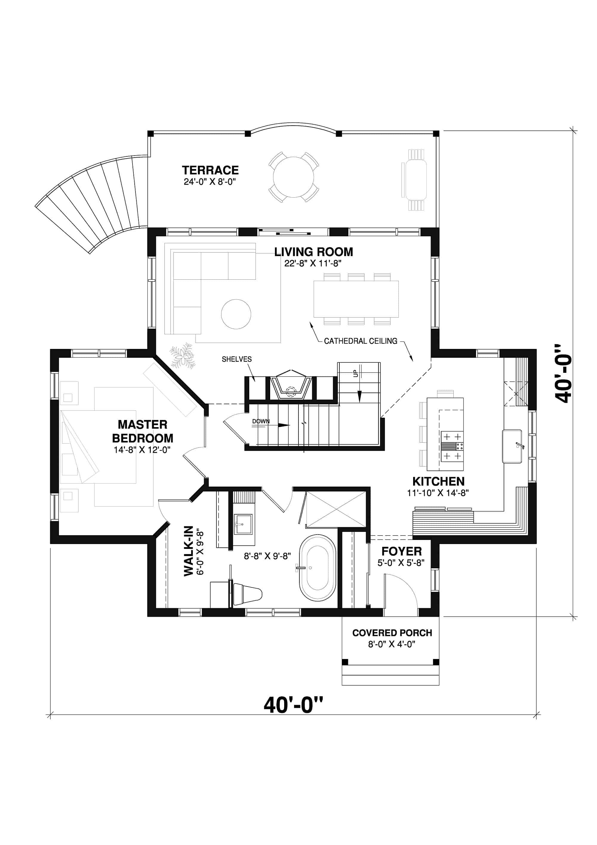 Main Level of Southern Plan #126-1287