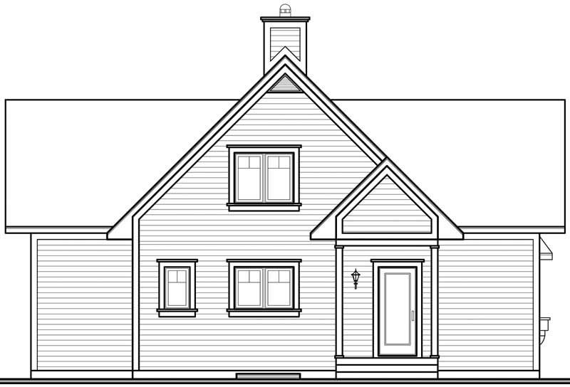 Home Plan Rear Elevation of this 2-Bedroom,1480 Sq Ft Plan -126-1287