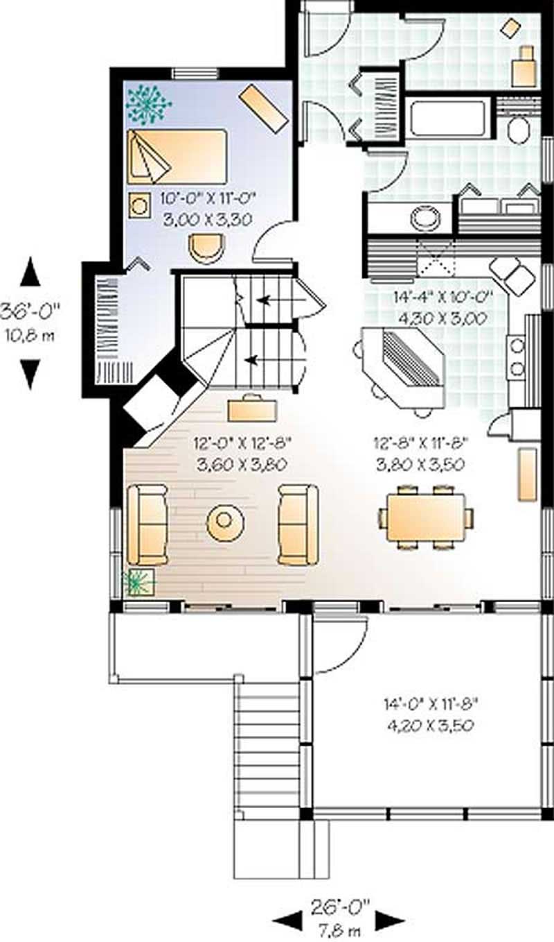 Floor Plan First Story of Country Plan #126-1288