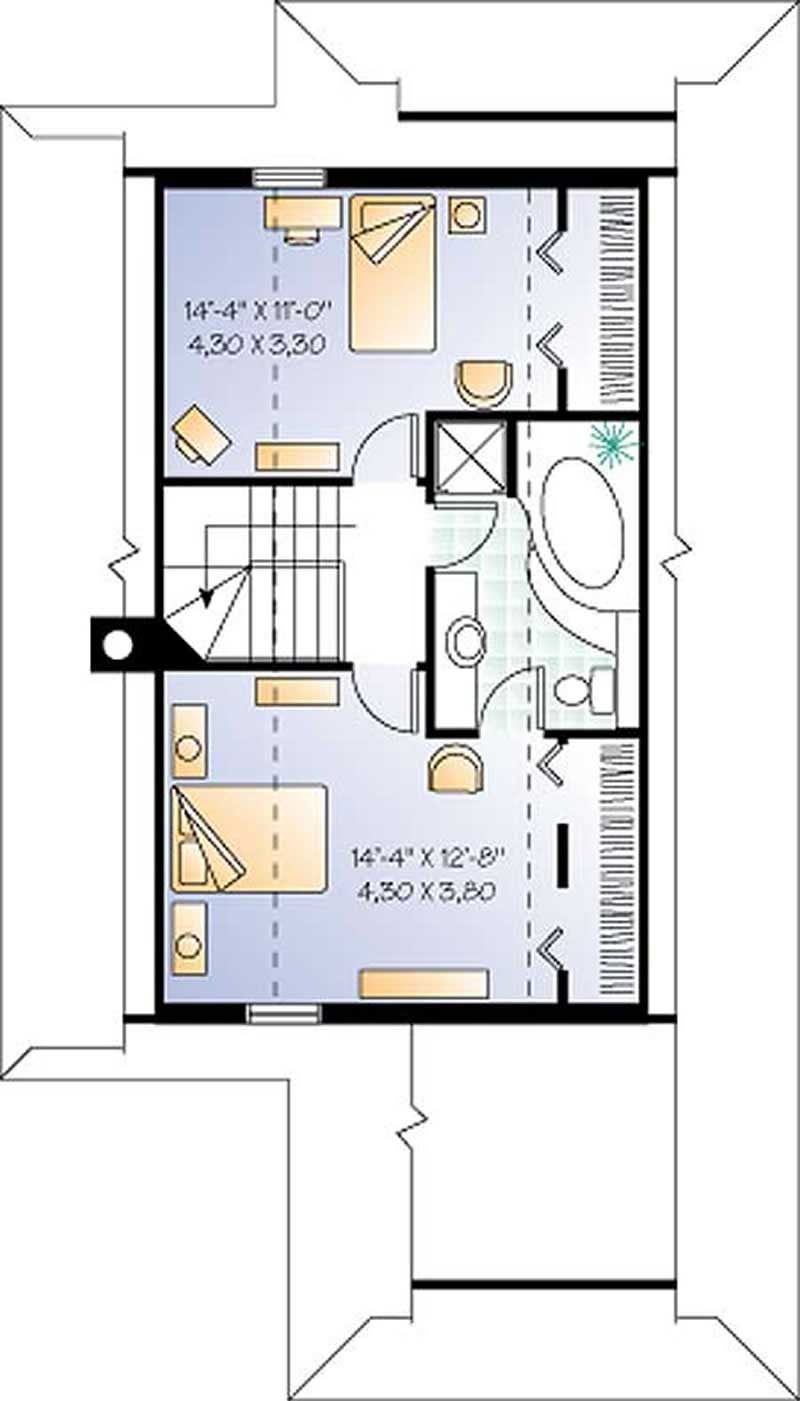 Floor Plan Second Story of Country Plan #126-1288