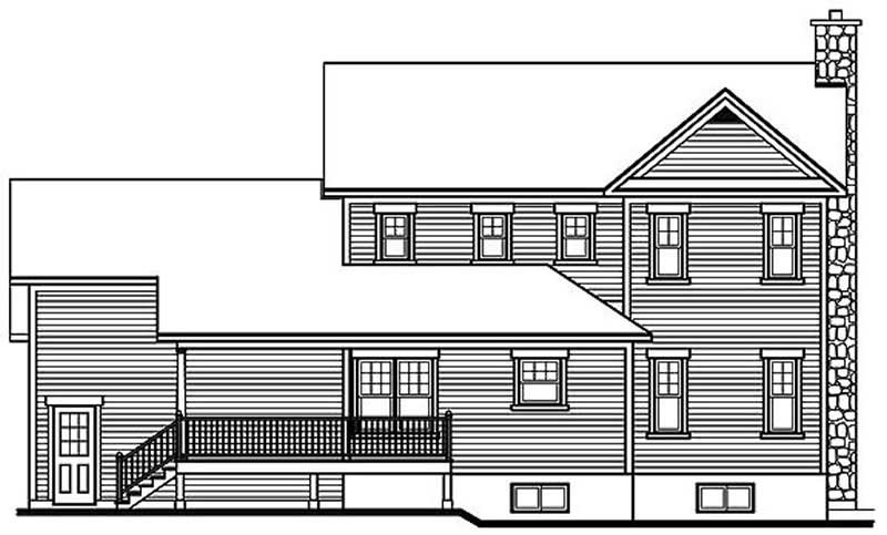 Home Plan Rear Elevation of this 3-Bedroom,2089 Sq Ft Plan -126-1289