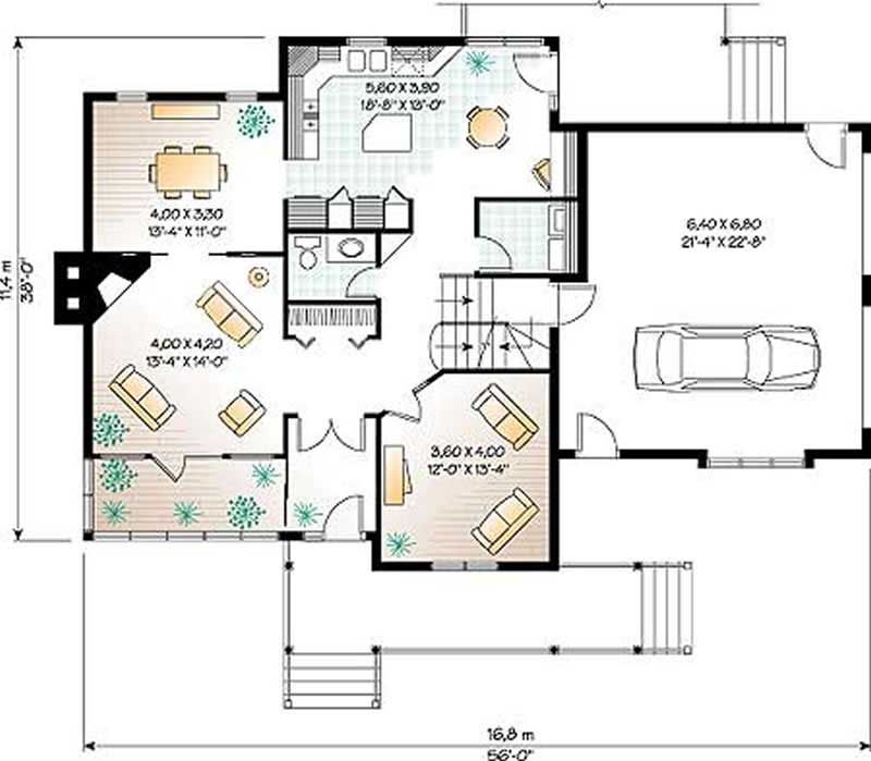 Floor Plan First Story of Country Plan #126-1289