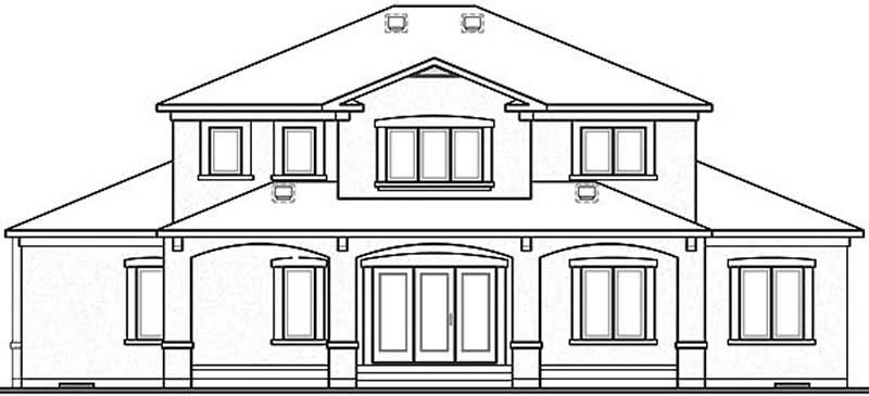 Home Plan Rear Elevation of this 6-Bedroom,3016 Sq Ft Plan -126-1290