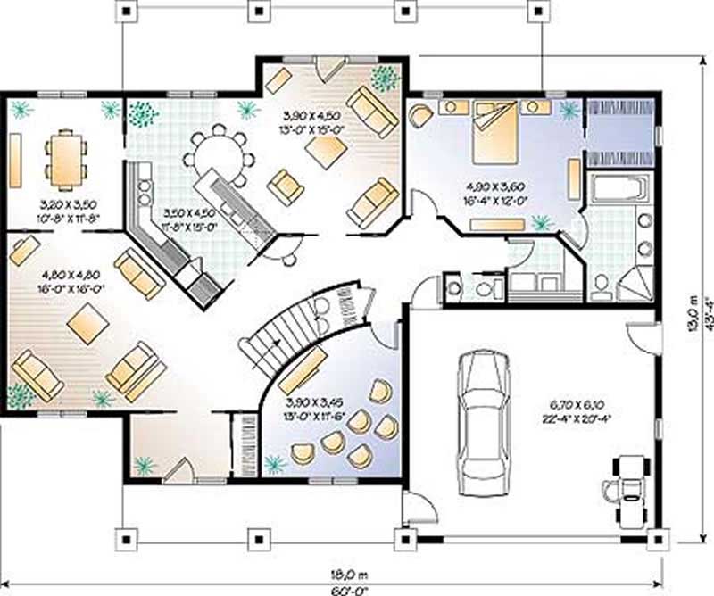 Floor Plan First Story of Contemporary Plan #126-1290