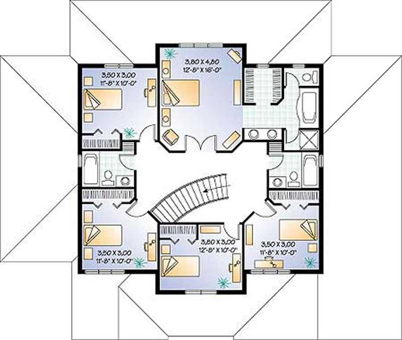 Floor Plan Second Story of Contemporary Plan #126-1290