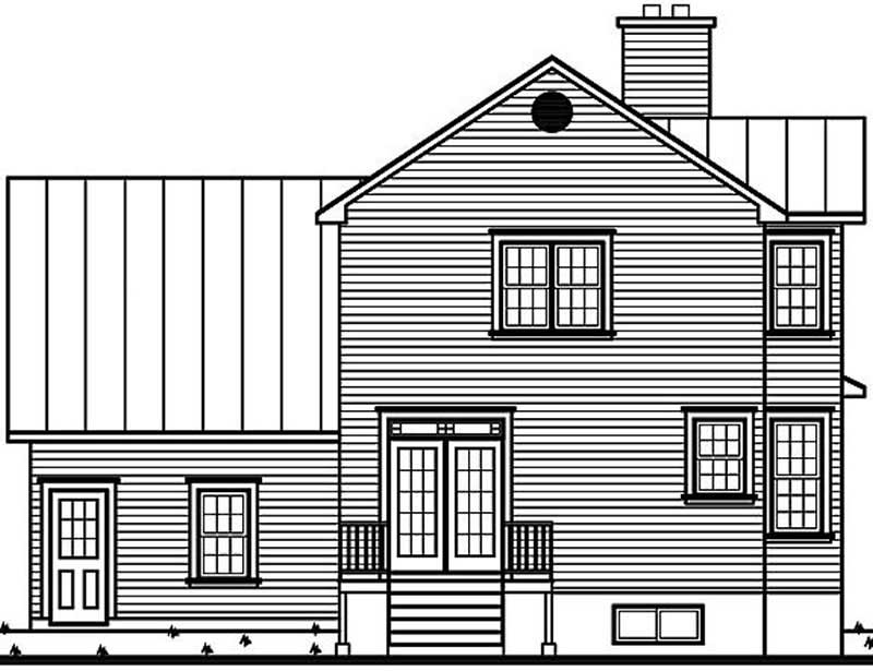 Home Plan Rear Elevation of this 3-Bedroom,1760 Sq Ft Plan -126-1291