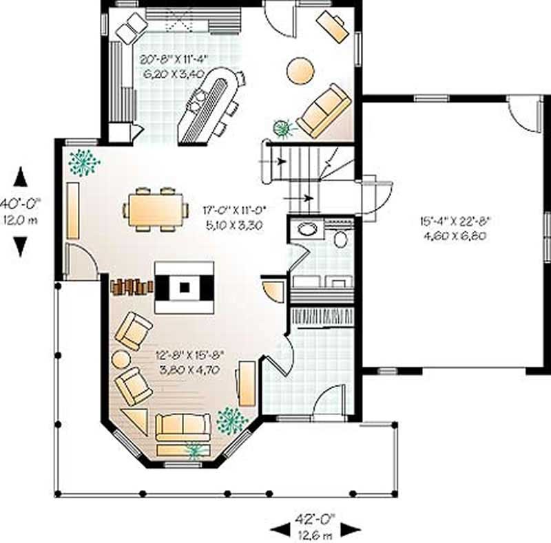 Floor Plan First Story of Country Plan #126-1291