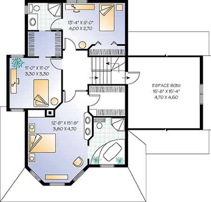 Floor Plan Second Story of Country Plan #126-1291