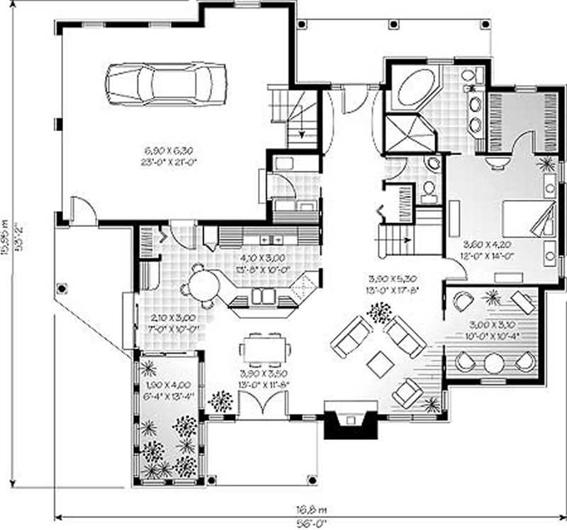 Floor Plan First Story of Traditional Plan #126-1293