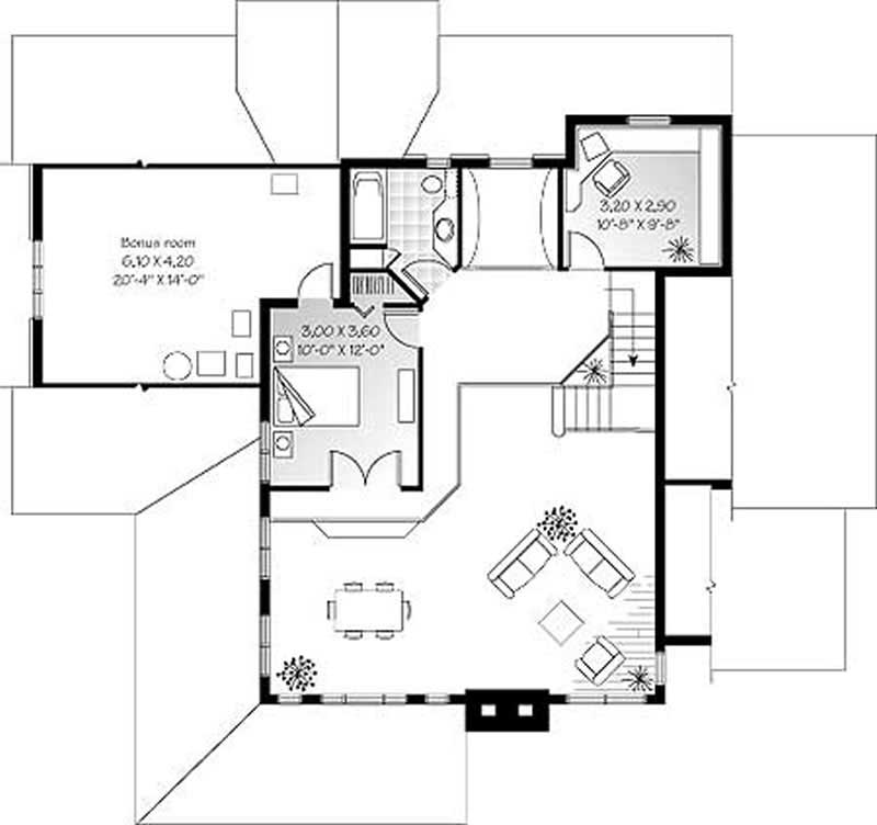 Floor Plan Second Story of Traditional Plan #126-1293