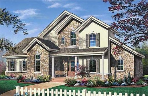 Front elevation of Traditional home (ThePlanCollection: House Plan #126-1293)